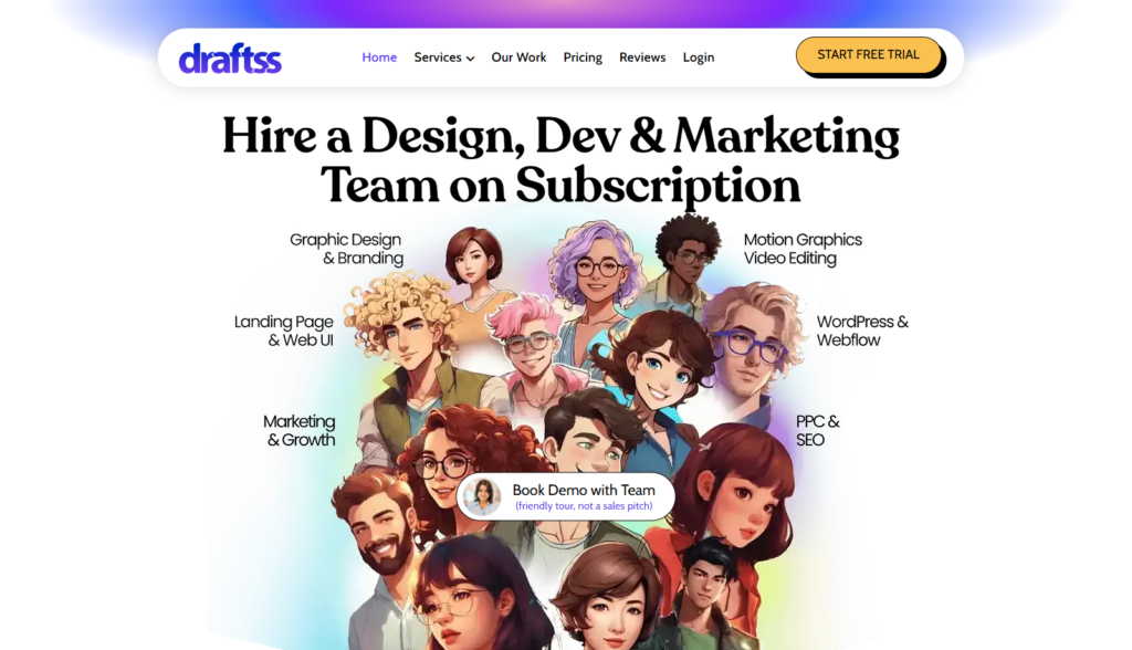 draftss unlimited graphic design landing page